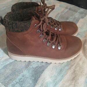 BOBS from Skechers Mountain Kiss Brown Casual Boots with Knit Cuff